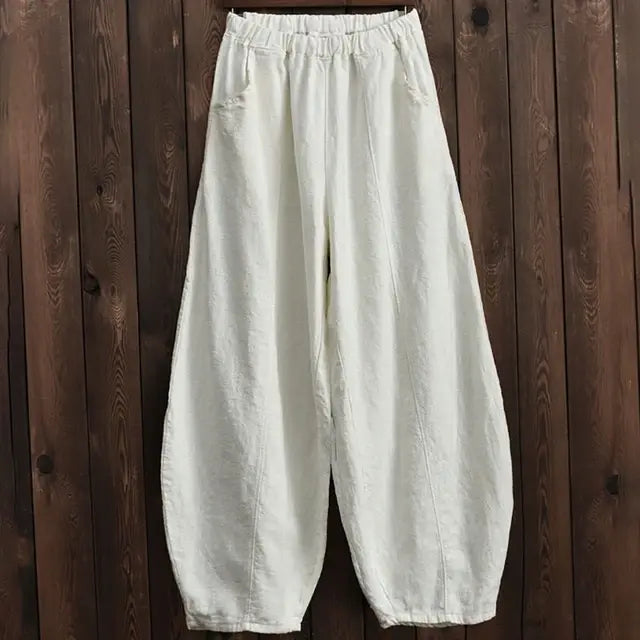 Cotton Linen Style Bloomers Wide Leg Pants