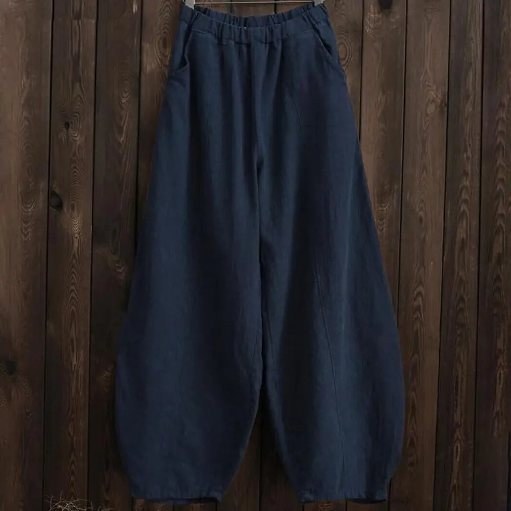 Cotton Linen Style Bloomers Wide Leg Pants